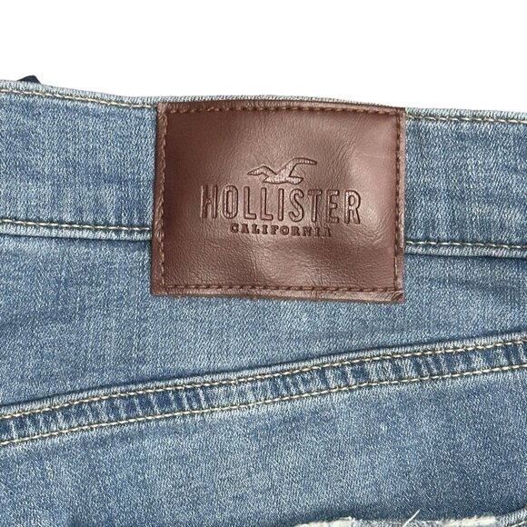 Hollister Mens 32x30 Blue Jeans Skinny Fit Advanced Stretch Distressed Ripped - Picture 9 of 13